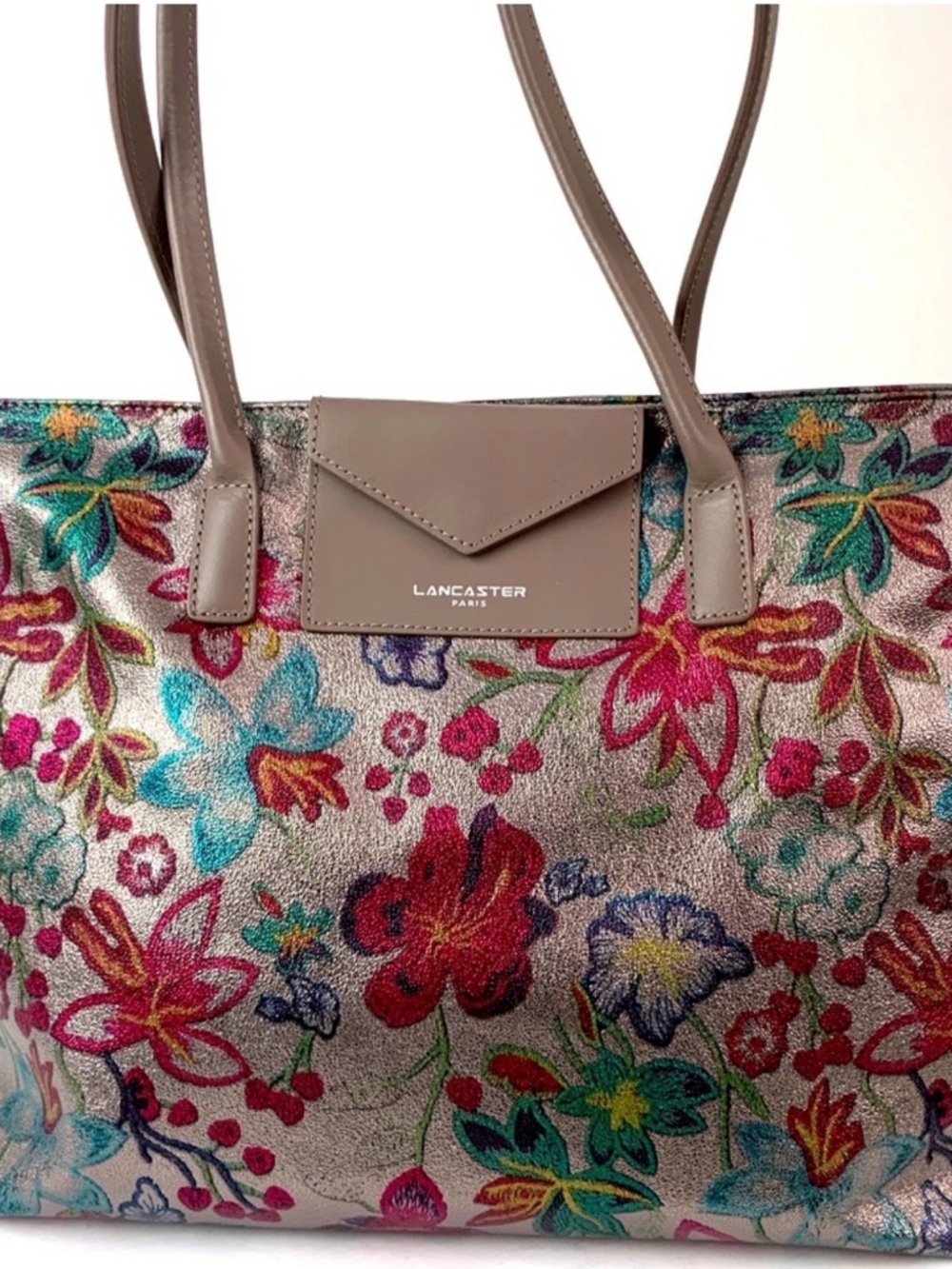 Lancaster Paris Maya Satin Floral Long Tote